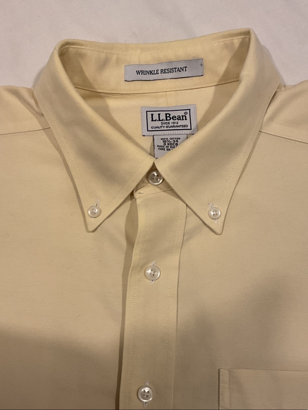 L.L. Bean Men's Button-Down Dress Shirt in Light Yellow